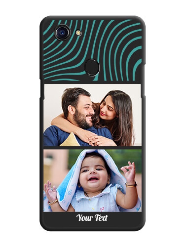 Custom Wave Pattern with 2 Image Holder on Space Black Personalized Soft Matte Phone Covers - Oppo F5 Youth