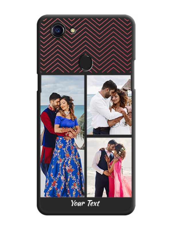 Custom Wave Pattern with 3 Image Holder on Space Black Custom Soft Matte Back Cover - Oppo F5 Youth