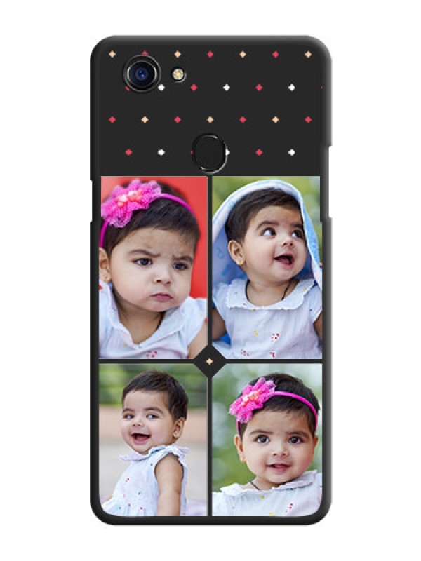 Custom Multicolor Dotted Pattern with 4 Image Holder on Space Black Custom Soft Matte Phone Cases - Oppo F5 Youth