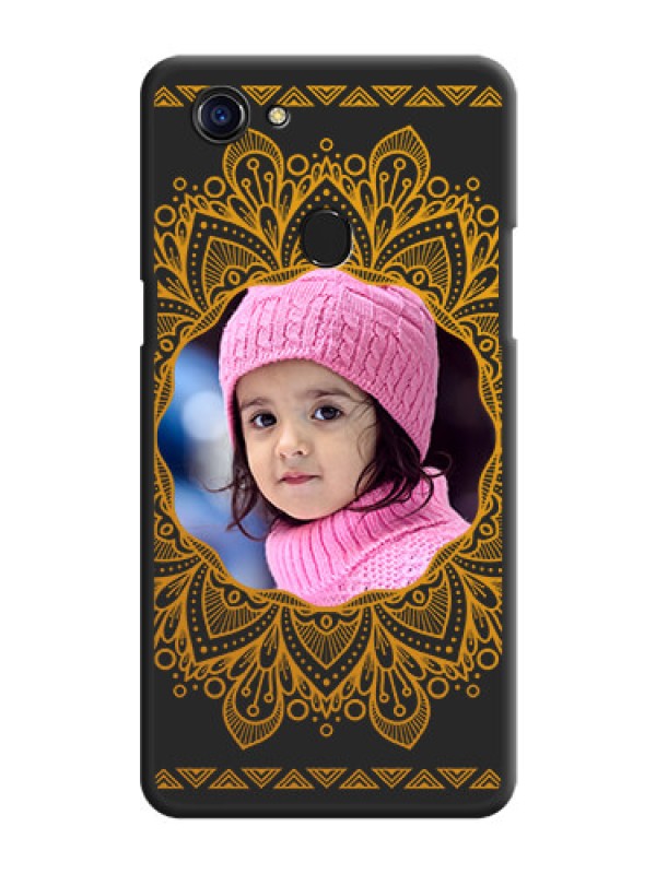 Custom Round Image with Floral Design on Photo on Space Black Soft Matte Mobile Cover - Oppo F5 Youth