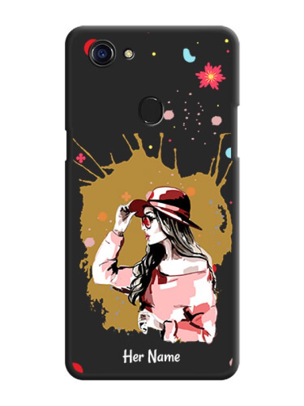 Custom Mordern Lady With Color Splash Background With Custom Text On Space Black Personalized Soft Matte Phone Covers -Oppo F5 Youth