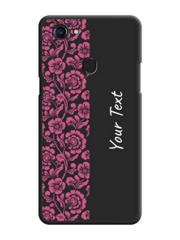 Custom Pink Floral Pattern Design With Custom Text On Space Black Personalized Soft Matte Phone Covers -Oppo F5 Youth