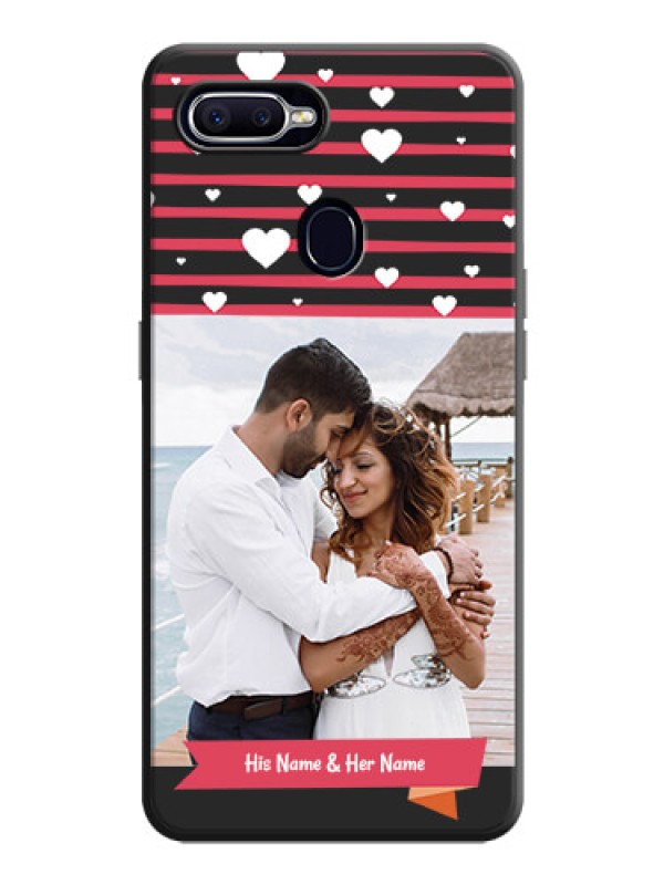 Custom White Color Love Symbols with Pink Lines Pattern on Space Black Custom Soft Matte Phone Cases - Oppo F9 Pro