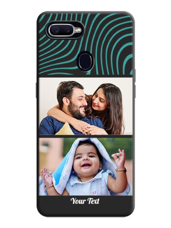 Custom Wave Pattern with 2 Image Holder on Space Black Personalized Soft Matte Phone Covers - Oppo F9