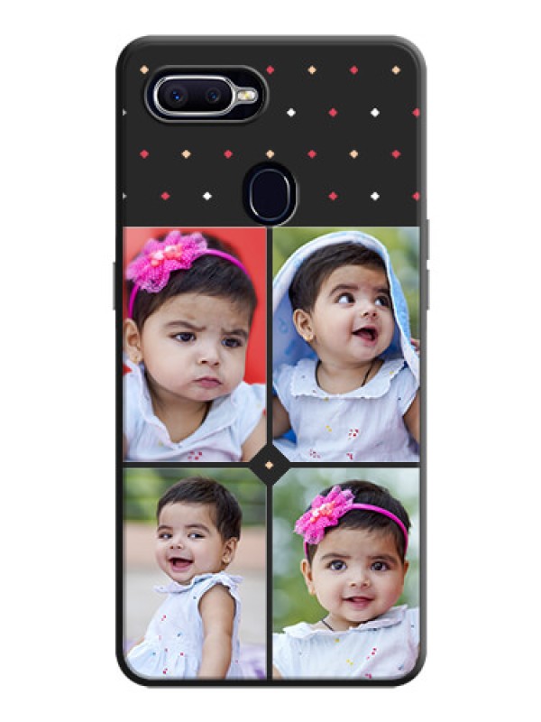 Custom Multicolor Dotted Pattern with 4 Image Holder on Space Black Custom Soft Matte Phone Cases - Oppo F9