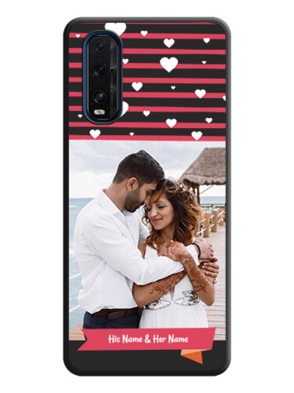Custom White Color Love Symbols with Pink Lines Pattern on Space Black Custom Soft Matte Phone Cases - Oppo Find X2