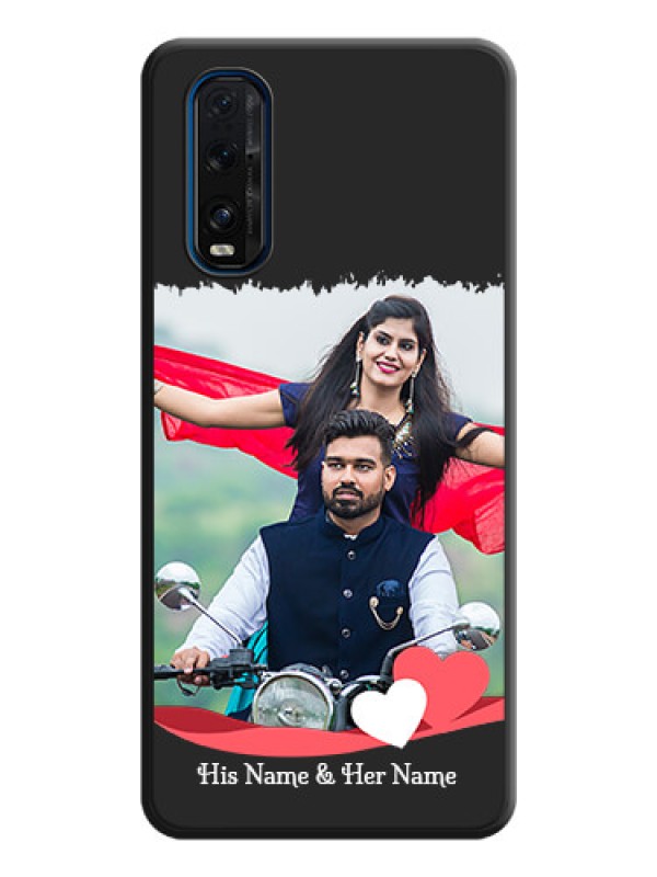 Custom Pin Color Love Shaped Ribbon Design with Text on Space Black Custom Soft Matte Phone Back Cover - Oppo Find X2