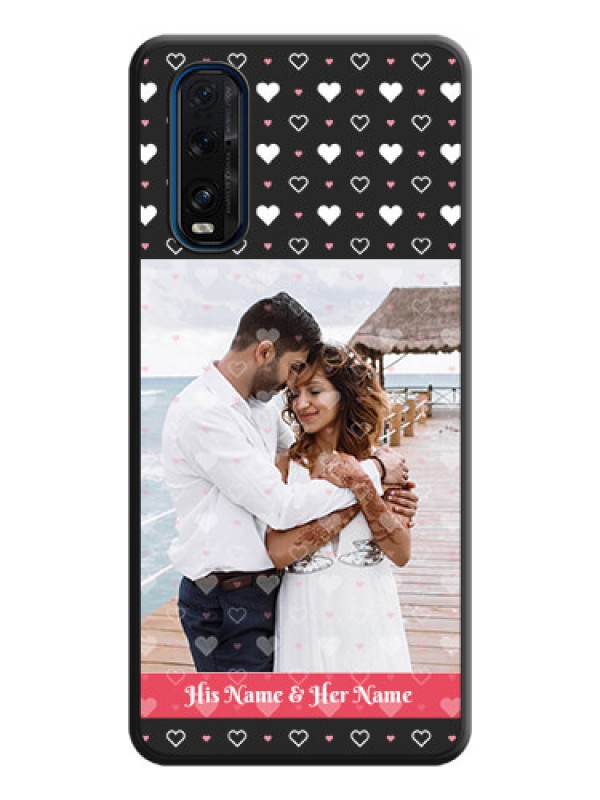 Custom White Color Love Symbols with Text Design on Photo on Space Black Soft Matte Phone Cover - Oppo Find X2