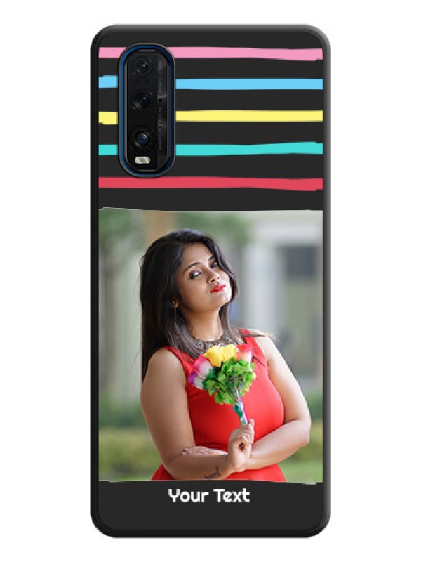 Custom Multicolor Lines with Image on Space Black Personalized Soft Matte Phone Covers - Oppo Find X2