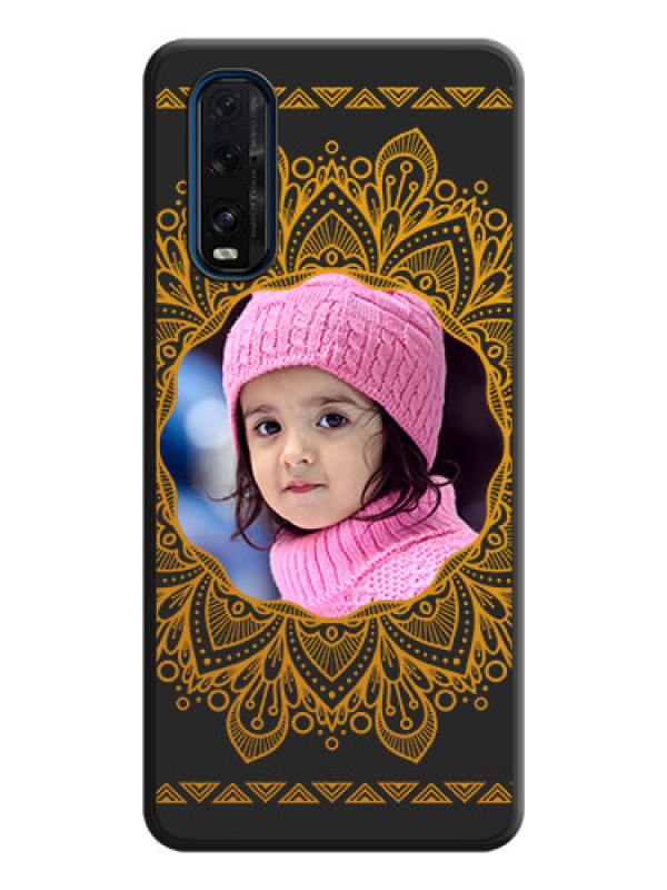 Custom Round Image with Floral Design on Photo on Space Black Soft Matte Mobile Cover - Oppo Find X2