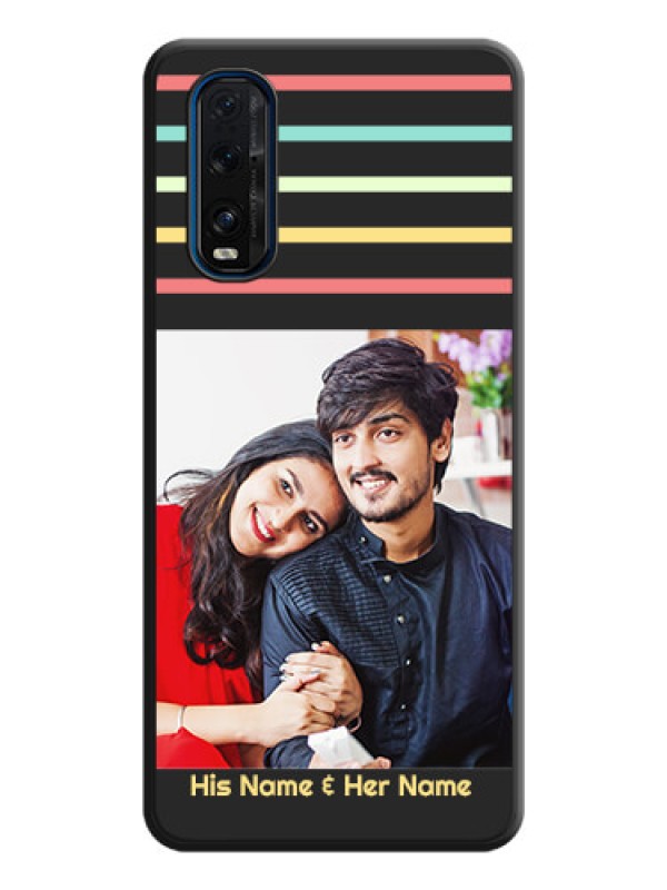 Custom Color Stripes with Photo and Text on Photo on Space Black Soft Matte Mobile Case - Oppo Find X2