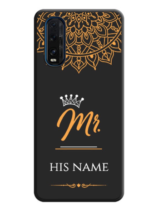 Custom Mr Name with Floral Design on Personalised Space Black Soft Matte Cases - Oppo Find X2