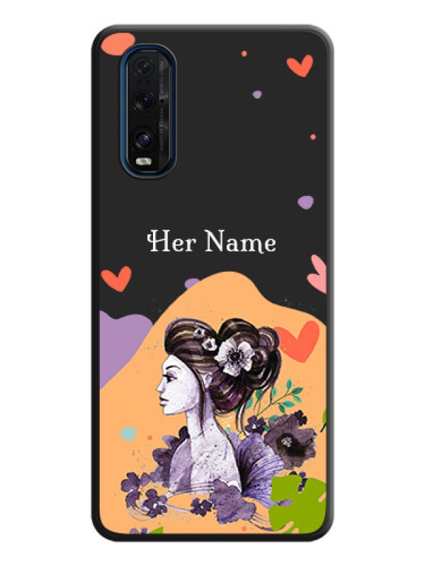 Custom Namecase For Her With Fancy Lady Image On Space Black Personalized Soft Matte Phone Covers -Oppo Find X2