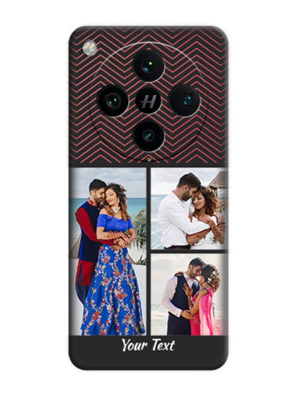 Custom Wave Pattern with 3 Image Holder On Space Black Custom Soft Matte Mobile Back Cover - Oppo Find X8 Pro 5G