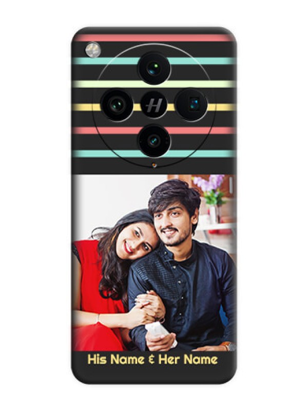 Custom Color Stripes with Photo and Text on Photo On Space Black Custom Soft Matte Mobile Back Cover - Oppo Find X8 Pro 5G