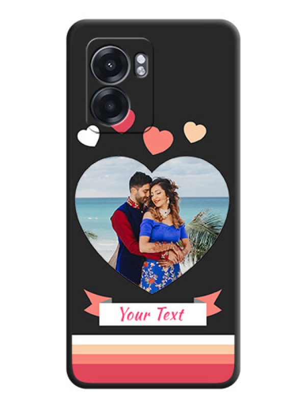 Custom Love Shaped Photo with Colorful Stripes on Personalised Space Black Soft Matte Cases - Oppo K10 5G