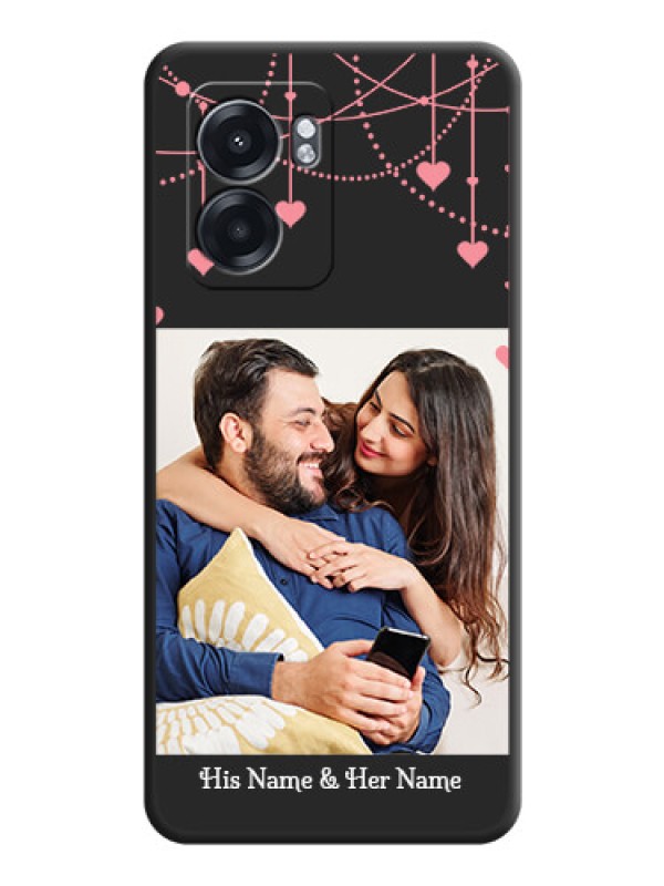 Custom Pink Love Hangings with Text on Space Black Custom Soft Matte Back Cover - Oppo K10 5G
