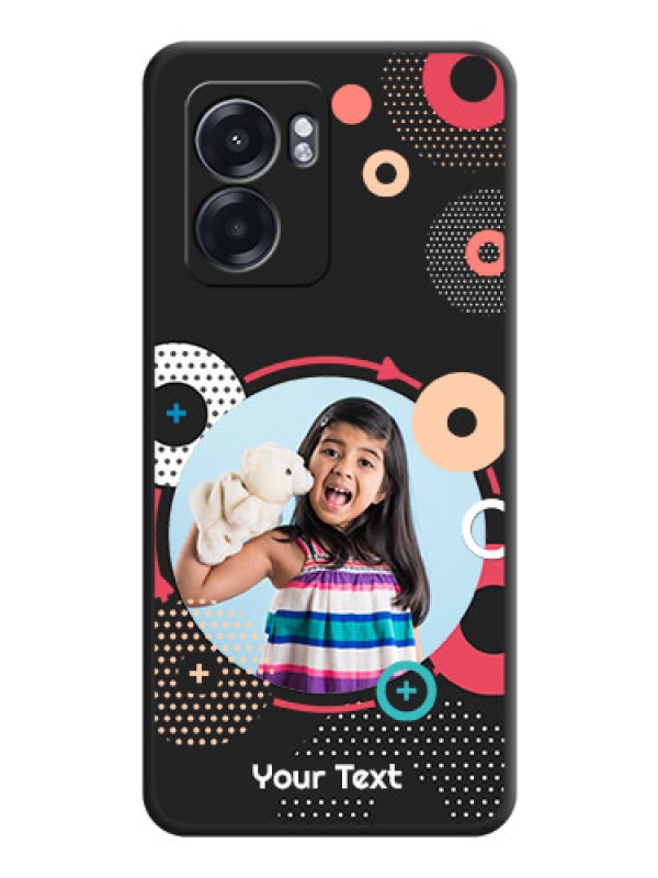 Custom Multicoloured Round Image on Personalised Space Black Soft Matte Cases - Oppo K10 5G
