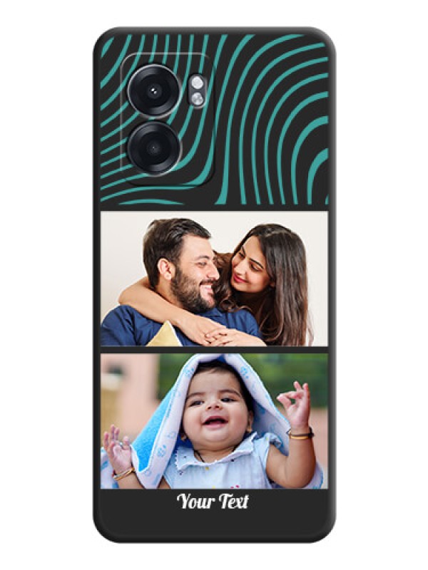 Custom Wave Pattern with 2 Image Holder on Space Black Personalized Soft Matte Phone Covers - Oppo K10 5G