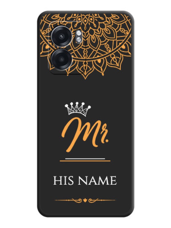 Custom Mr Name with Floral Design  on Personalised Space Black Soft Matte Cases - Oppo K10 5G