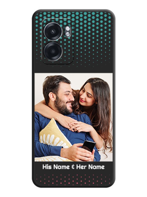 Custom Faded Dots with Grunge Photo Frame and Text on Space Black Custom Soft Matte Phone Cases - Oppo K10 5G