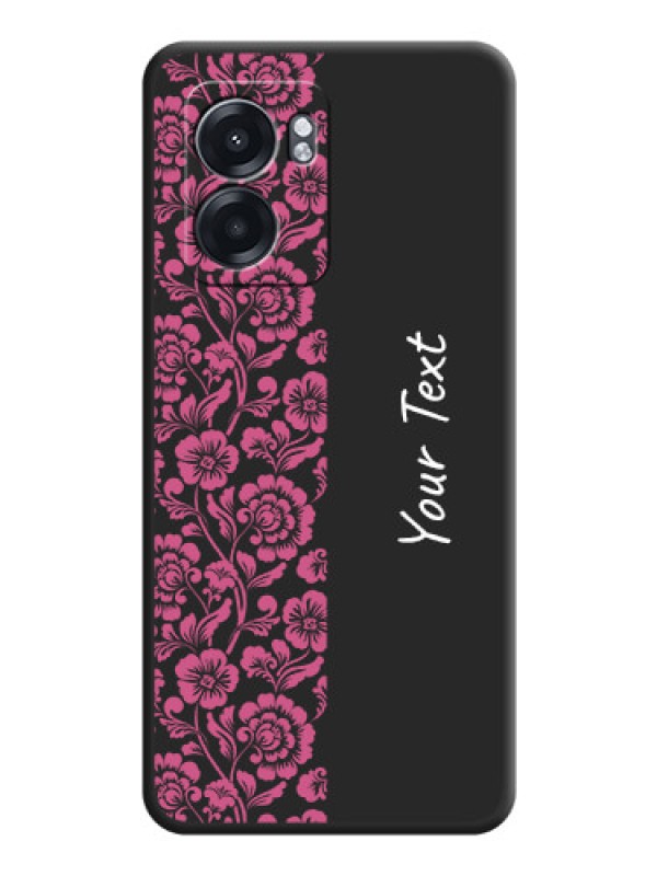 Custom Pink Floral Pattern Design With Custom Text On Space Black Personalized Soft Matte Phone Covers -Oppo K10 5G