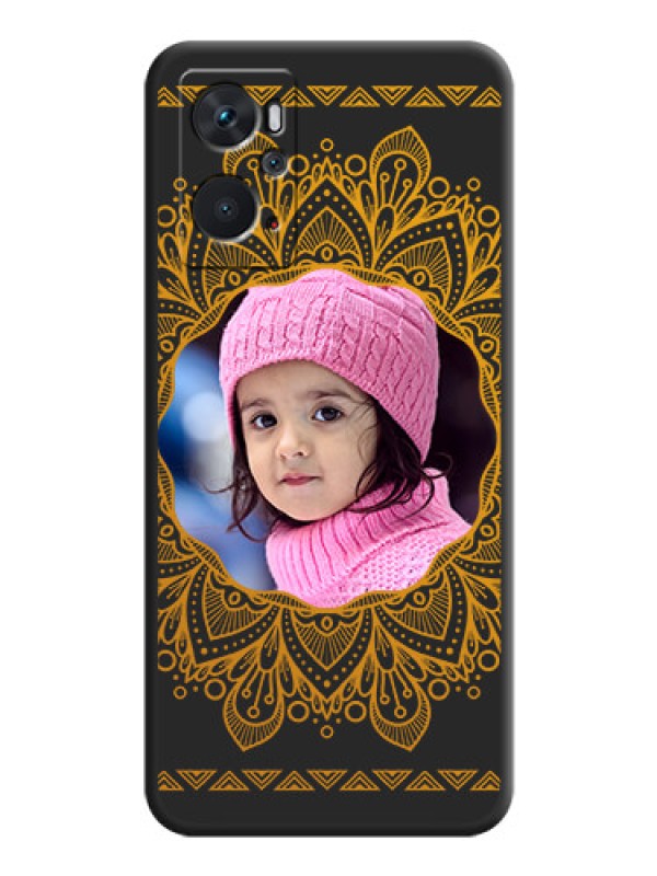 Custom Round Image with Floral Design on Photo on Space Black Soft Matte Mobile Cover - Oppo K10
