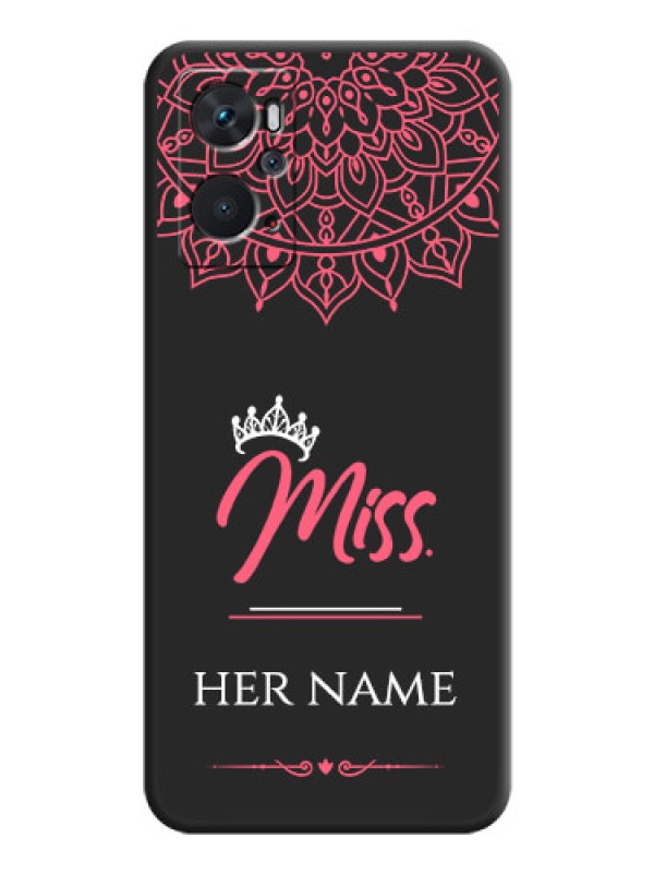 Custom Mrs Name with Floral Design on Space Black Personalized Soft Matte Phone Covers - Oppo K10
