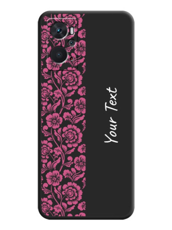 Custom Pink Floral Pattern Design With Custom Text On Space Black Personalized Soft Matte Phone Covers -Oppo K10
