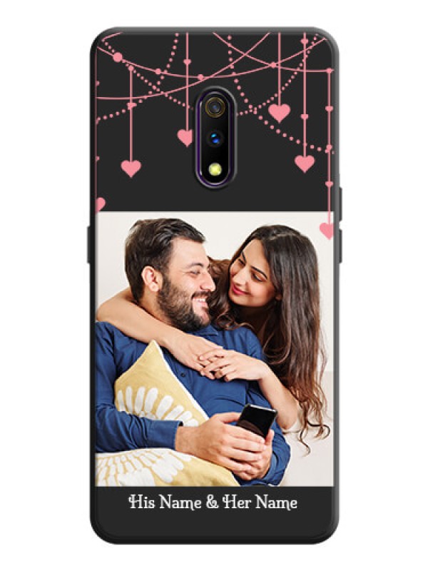 Custom Pink Love Hangings with Text on Space Black Custom Soft Matte Back Cover - Oppo K3