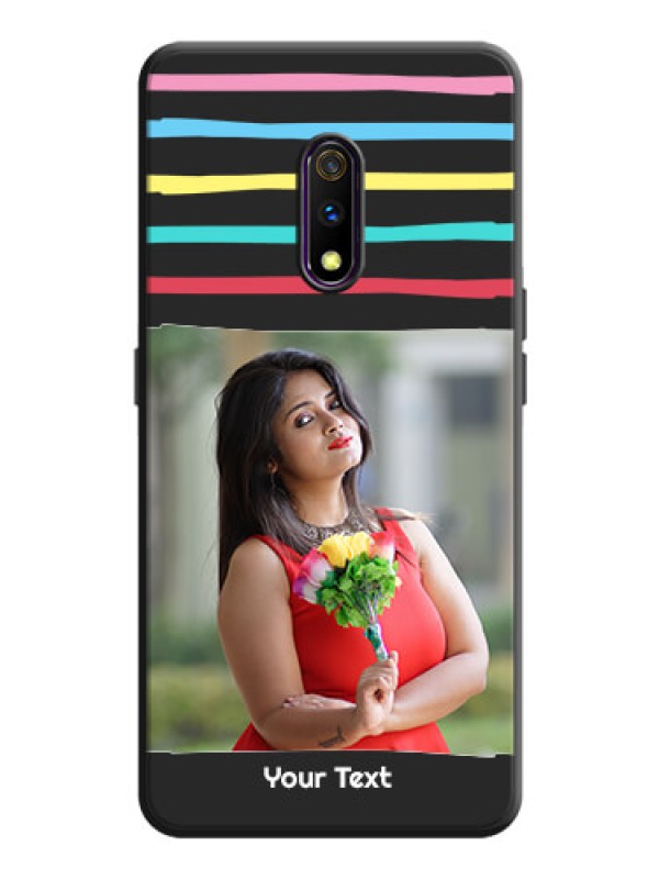 Custom Multicolor Lines with Image on Space Black Personalized Soft Matte Phone Covers - Oppo K3