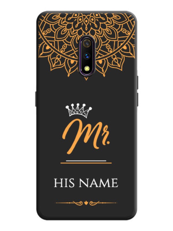 Custom Mr Name with Floral Design  on Personalised Space Black Soft Matte Cases - Oppo K3