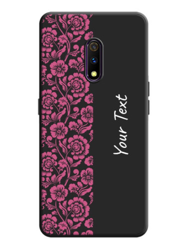 Custom Pink Floral Pattern Design With Custom Text On Space Black Personalized Soft Matte Phone Covers -Oppo K3