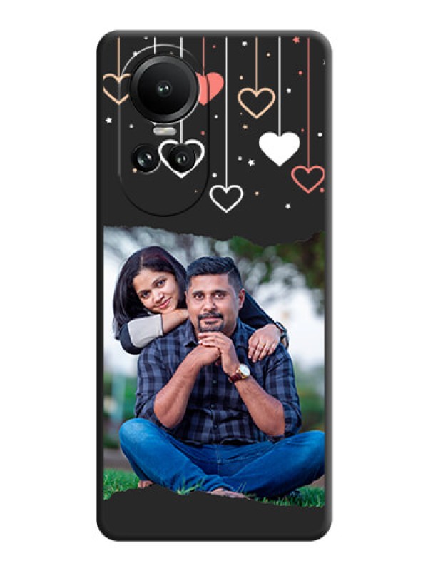 Custom Love Hangings with Splash Wave Picture on Space Black Custom Soft Matte Phone Back Cover - Reno 10 5G