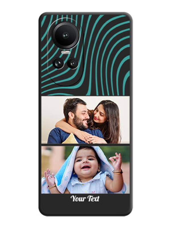Custom Wave Pattern with 2 Image Holder on Space Black Personalized Soft Matte Phone Covers - Reno 10 5G