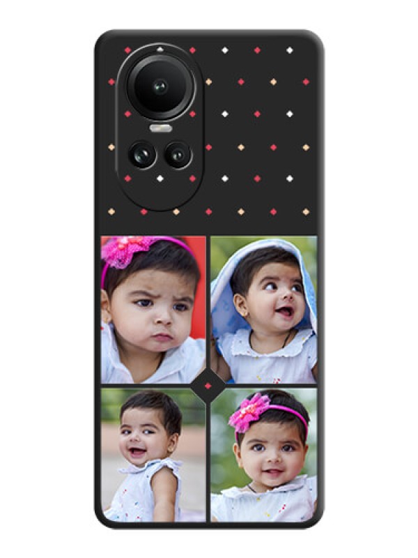 Custom Multicolor Dotted Pattern with 4 Image Holder on Space Black Custom Soft Matte Phone Cases - Reno 10 5G