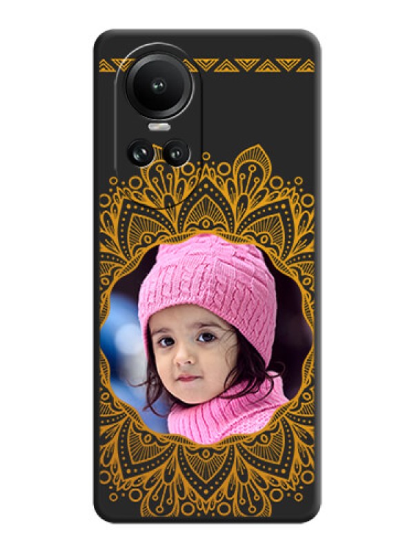 Custom Round Image with Floral Design - Photo on Space Black Soft Matte Mobile Cover - Reno 10 5G