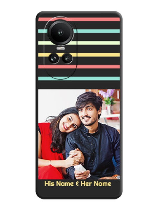 Custom Color Stripes with Photo and Text - Photo on Space Black Soft Matte Mobile Case - Reno 10 5G