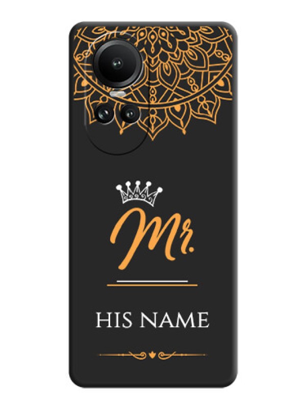 Custom Mr Name with Floral Design on Personalised Space Black Soft Matte Cases - Reno 10 5G