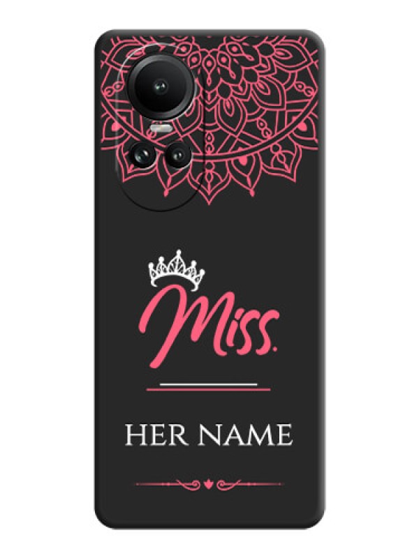 Custom Mrs Name with Floral Design on Space Black Personalized Soft Matte Phone Covers - Reno 10 5G
