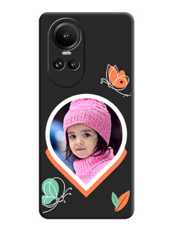 Custom Upload Pic With Simple Butterly Design On Space Black Personalized Soft Matte Phone Covers - Reno 10 5G