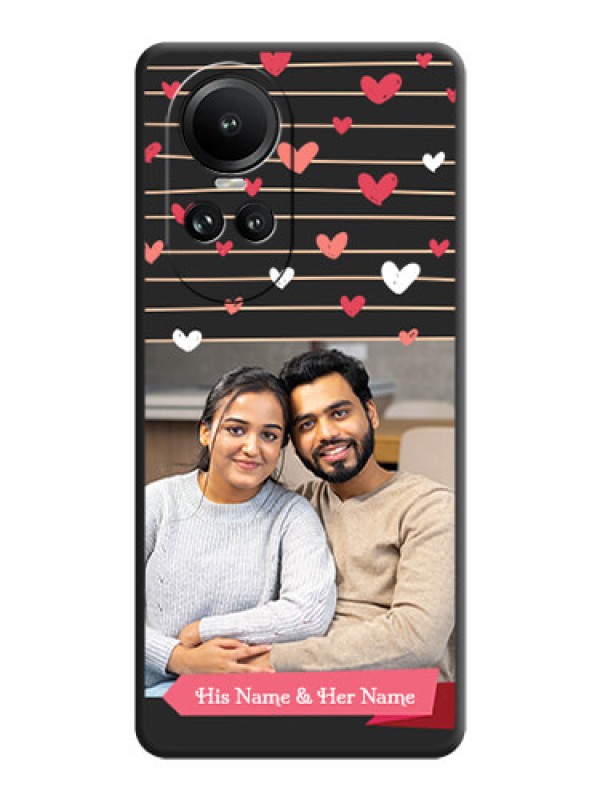 Custom Love Pattern with Name on Pink Ribbon - Photo on Space Black Soft Matte Back Cover - Reno 10 Pro 5G