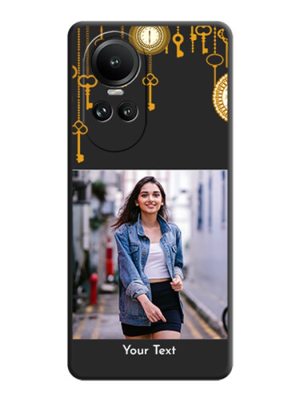 Custom Decorative Design with Text on Space Black Custom Soft Matte Back Cover - Reno 10 Pro 5G