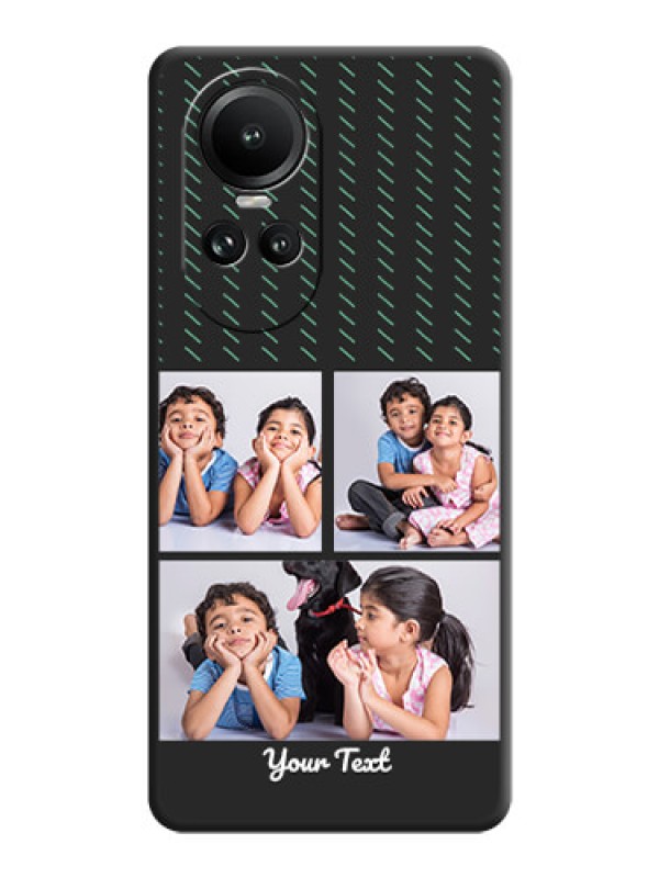 Custom Cross Dotted Pattern with 2 Image Holder on Personalised Space Black Soft Matte Cases - Reno 10 Pro 5G