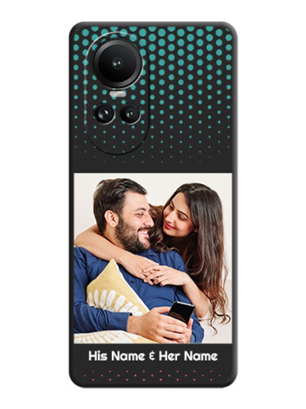 Custom Faded Dots with Grunge Photo Frame and Text on Space Black Custom Soft Matte Phone Cases - Reno 10 Pro 5G
