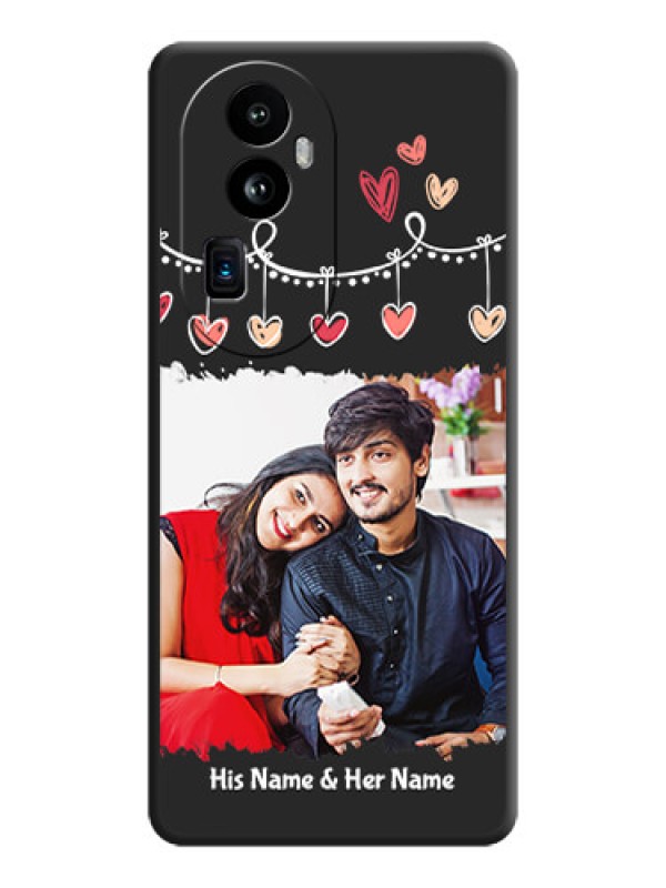 Custom Pink Love Hangings with Name on Space Black Custom Soft Matte Phone Cases - Reno 10 Pro Plus 5G