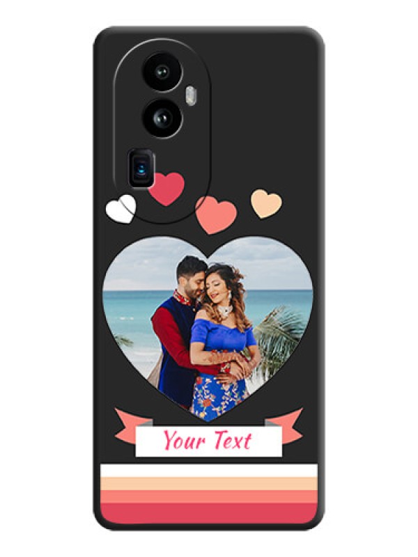 Custom Love Shaped Photo with Colorful Stripes on Personalised Space Black Soft Matte Cases - Reno 10 Pro Plus 5G