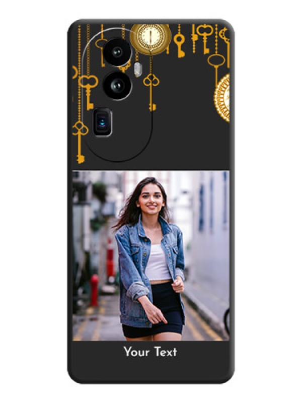 Custom Decorative Design with Text on Space Black Custom Soft Matte Back Cover - Reno 10 Pro Plus 5G