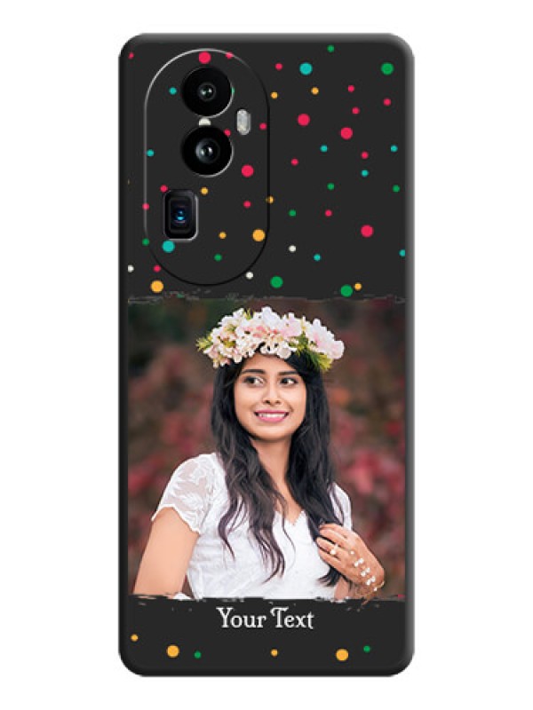 Custom Multicolor Dotted Pattern with Text on Space Black Custom Soft Matte Phone Back Cover - Reno 10 Pro Plus 5G
