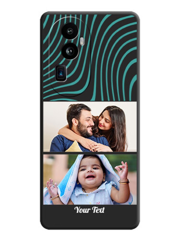 Custom Wave Pattern with 2 Image Holder on Space Black Personalized Soft Matte Phone Covers - Reno 10 Pro Plus 5G